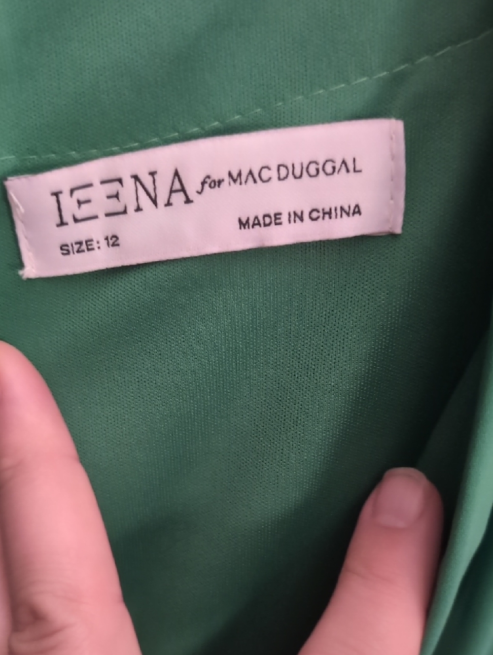Mac Duggal Green Draped V-Neck Midi with Flutter Sleeves - Picture 3 of 4